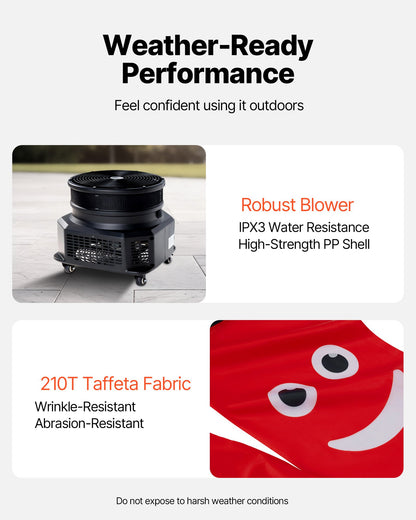 VEVOR Inflatable Tube Man with Blower, 10 ft Tall, Wacky Waving Wind Flying Inflatable Dancing Tube Guy with 3/4 HP IPX3 Waterproof Blower Fan, for Outdoor Advertising Business Store Decoration, Red - CQGR10FTHS5531YXS001V1 - view 6