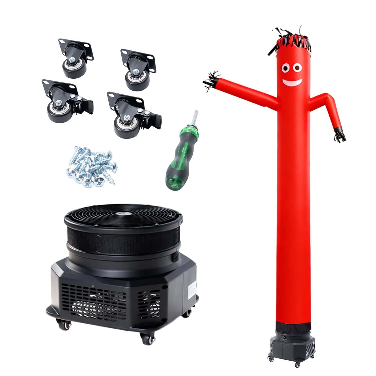 VEVOR Inflatable Tube Man with Blower, 10 ft Tall, Wacky Waving Wind Flying Inflatable Dancing Tube Guy with 3/4 HP IPX3 Waterproof Blower Fan, for Outdoor Advertising Business Store Decoration, Red - CQGR10FTHS5531YXS001V1 - view 10