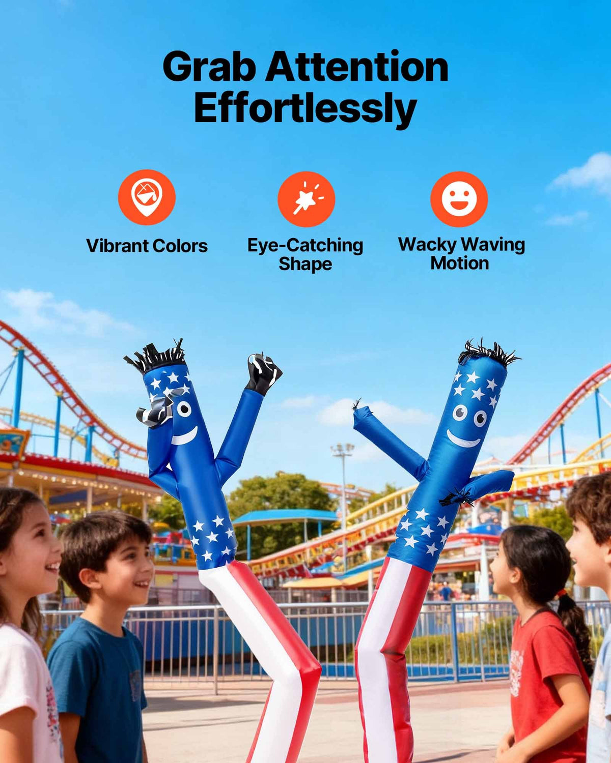 VEVOR Inflatable Tube Man with Blower, 10 ft Tall, Wacky Waving Wind Flying Inflatable Dancing Tube Guy with 3/4 HP IPX3 Waterproof Blower Fan, for Outdoor Advertising Business Store Party Decoration - CQGR10FTXTQ3I1T6T001V1 - view 5
