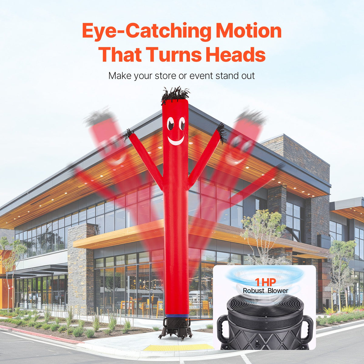 VEVOR Inflatable Tube Man Set, 20 ft Tall, Wacky Waving Inflatable Dancing Tube Guy with 1 HP Blower, PP Shell IPX3 Waterproof Blower Fan, for Outdoor Advertising Business Store Party - CQGR20FT750WCREZ1V1 - view 4