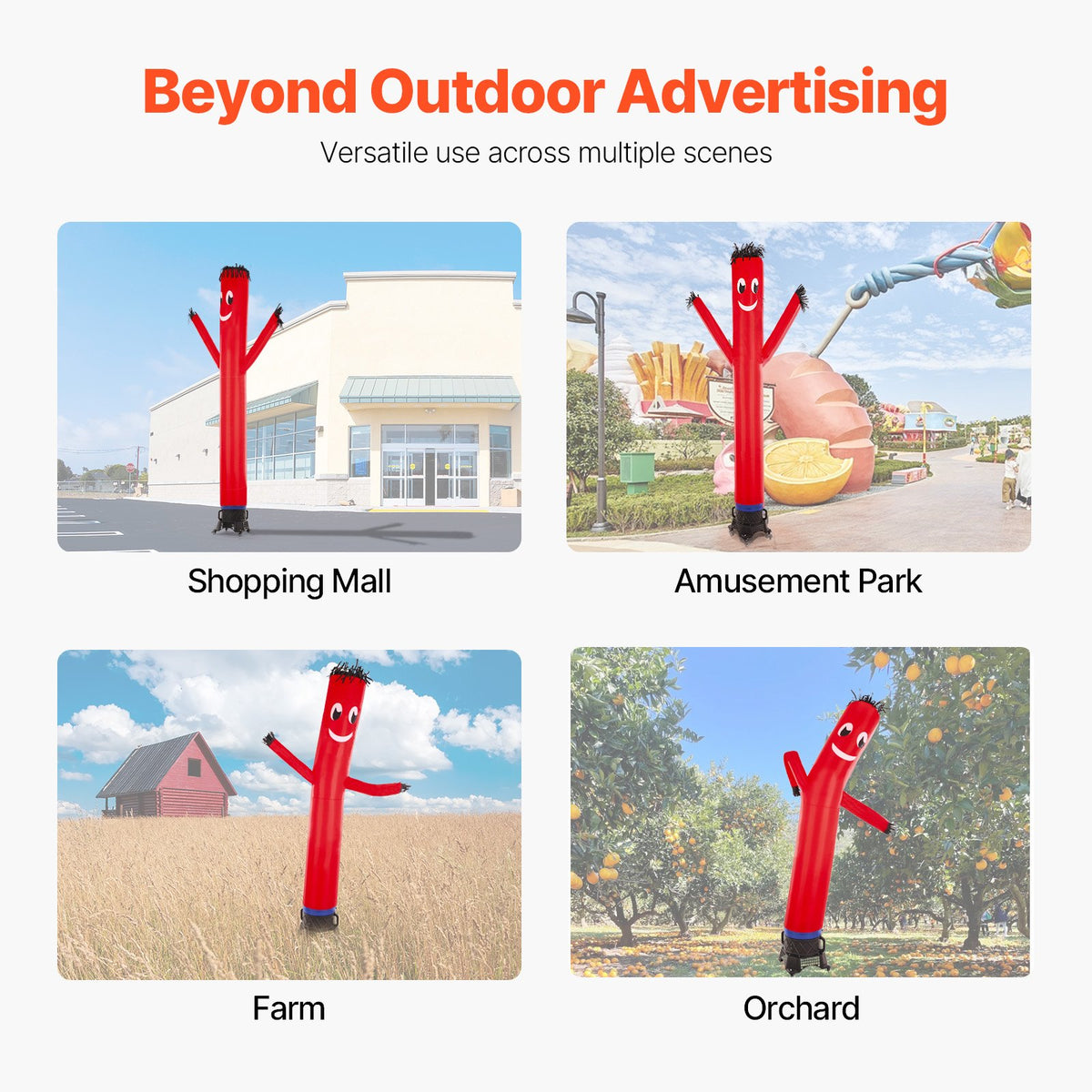 VEVOR Inflatable Tube Man Set, 20 ft Tall, Wacky Waving Inflatable Dancing Tube Guy with 1 HP Blower, PP Shell IPX3 Waterproof Blower Fan, for Outdoor Advertising Business Store Party - CQGR20FT750WCREZ1V1 - view 6