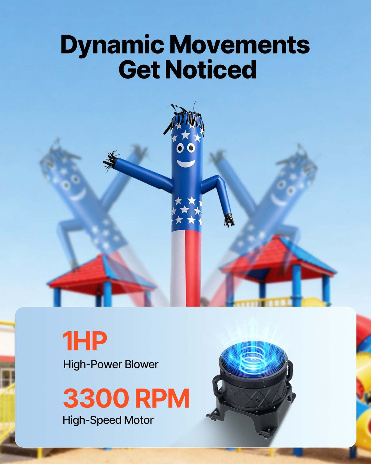 VEVOR Inflatable Tube Man with Blower, 20 ft Tall, Wacky Waving Wind Flying Inflatable Dancing Tube Guy with 1 HP IPX3 Waterproof Blower Fan, for Outdoor Advertising Business Store Party Decoration - CQGR20FTXTQ735OL1001V1 - view 4