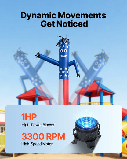 VEVOR Inflatable Tube Man with Blower, 20 ft Tall, Wacky Waving Wind Flying Inflatable Dancing Tube Guy with 1 HP IPX3 Waterproof Blower Fan, for Outdoor Advertising Business Store Party Decoration - CQGR20FTXTQ735OL1001V1 - view 4