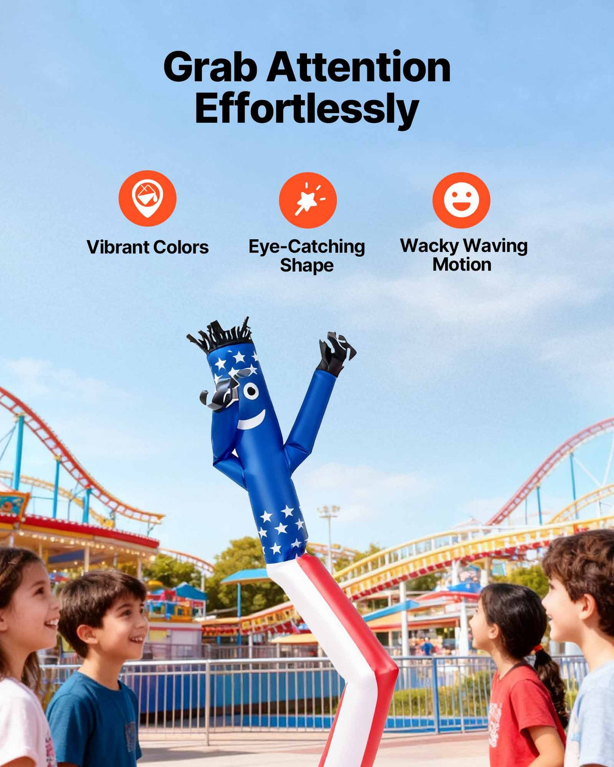 VEVOR Inflatable Tube Man with Blower, 20 ft Tall, Wacky Waving Wind Flying Inflatable Dancing Tube Guy with 1 HP IPX3 Waterproof Blower Fan, for Outdoor Advertising Business Store Party Decoration - CQGR20FTXTQ735OL1001V1 - view 5