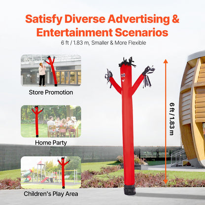 VEVOR Inflatable Tube Man Set, 6 ft Tall, Wacky Waving Inflatable Dancing Tube Guy with 1/15 HP Blower, PP Shell IPX3 Waterproof Blower Fan, for Outdoor Advertising Business Store Party - CQGR6FT45WHSNNAIQV1 - view 3