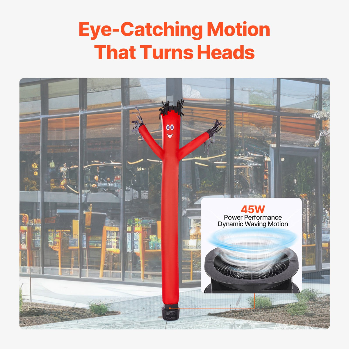 VEVOR Inflatable Tube Man Set, 6 ft Tall, Wacky Waving Inflatable Dancing Tube Guy with 1/15 HP Blower, PP Shell IPX3 Waterproof Blower Fan, for Outdoor Advertising Business Store Party - CQGR6FT45WHSNNAIQV1 - view 4