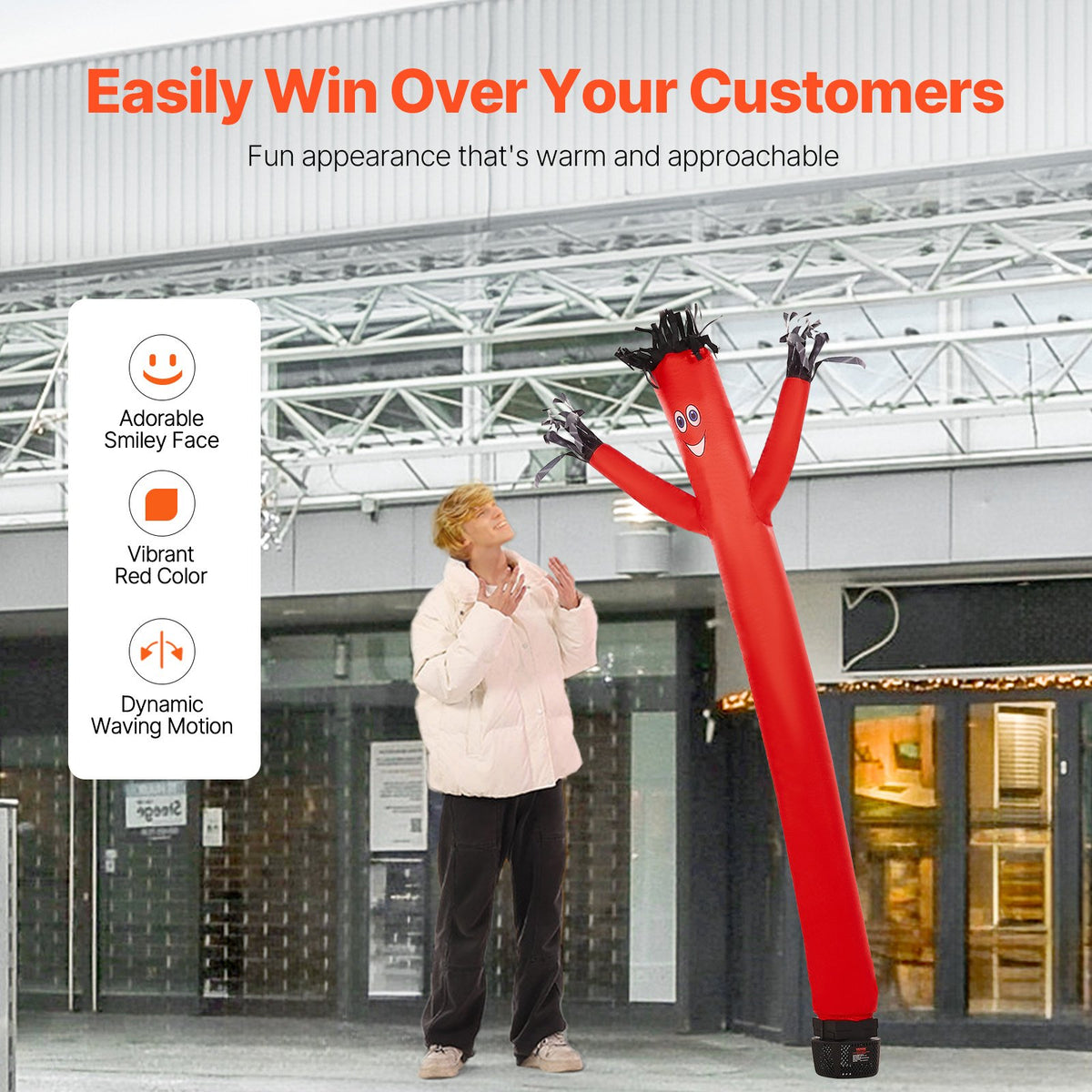 VEVOR Inflatable Tube Man Set, 6 ft Tall, Wacky Waving Inflatable Dancing Tube Guy with 1/15 HP Blower, PP Shell IPX3 Waterproof Blower Fan, for Outdoor Advertising Business Store Party - CQGR6FT45WHSNNAIQV1 - view 5