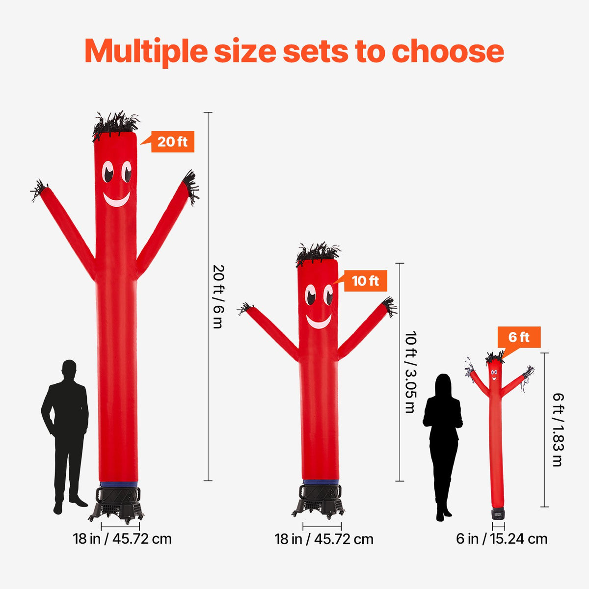 VEVOR Inflatable Tube Man Set, 6 ft Tall, Wacky Waving Inflatable Dancing Tube Guy with 1/15 HP Blower, PP Shell IPX3 Waterproof Blower Fan, for Outdoor Advertising Business Store Party - CQGR6FT45WHSNNAIQV1 - view 8