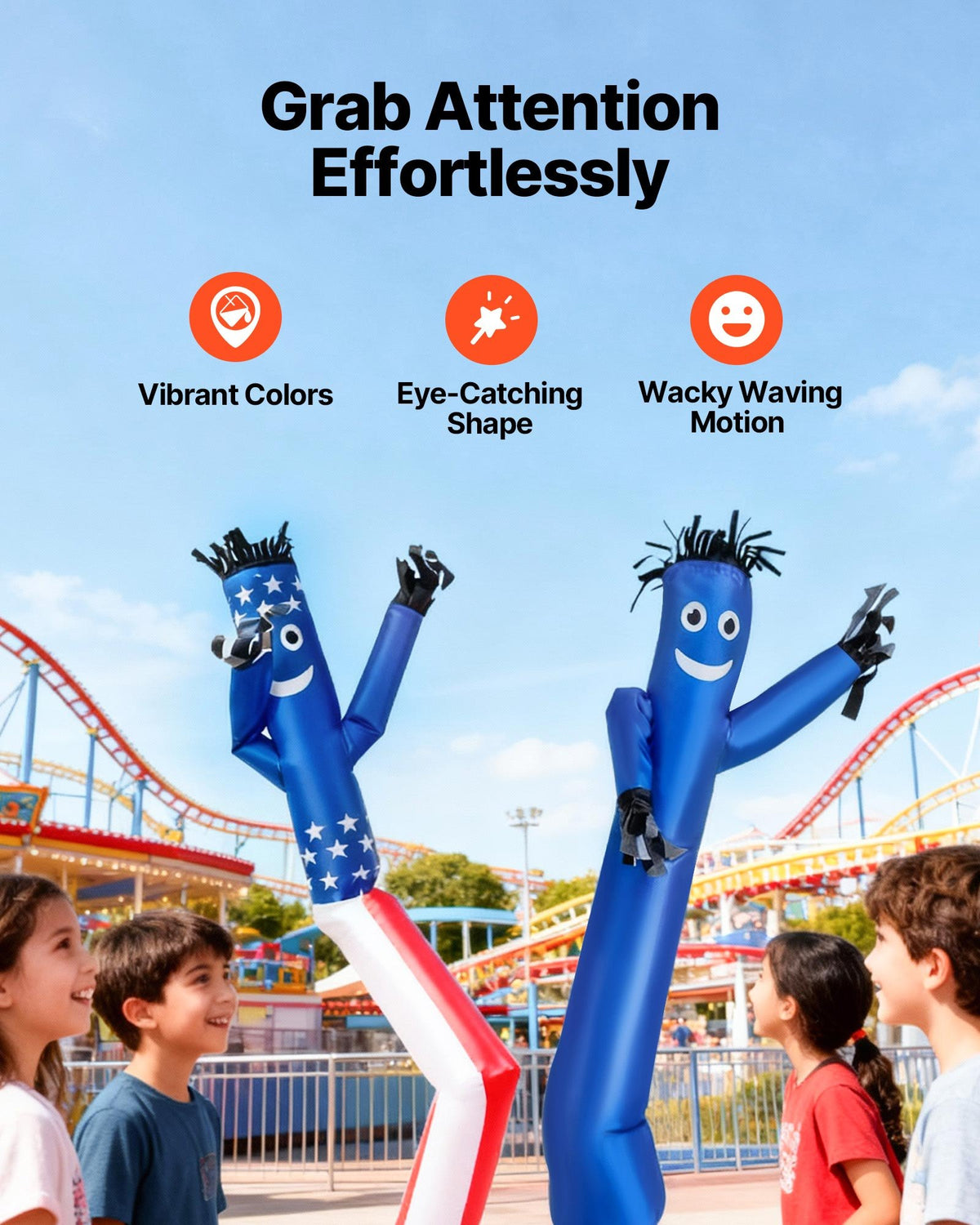 VEVOR Inflatable Tube Man with Blower, 6 ft Tall, Wacky Waving Wind Flying Inflatable Dancing Tube Guy with 1/15 HP IPX3 Waterproof Blower Fan, for Outdoor Advertising Business Store Party Decoration - CQGR6FTXTQ45M2YD8001V1 - view 5