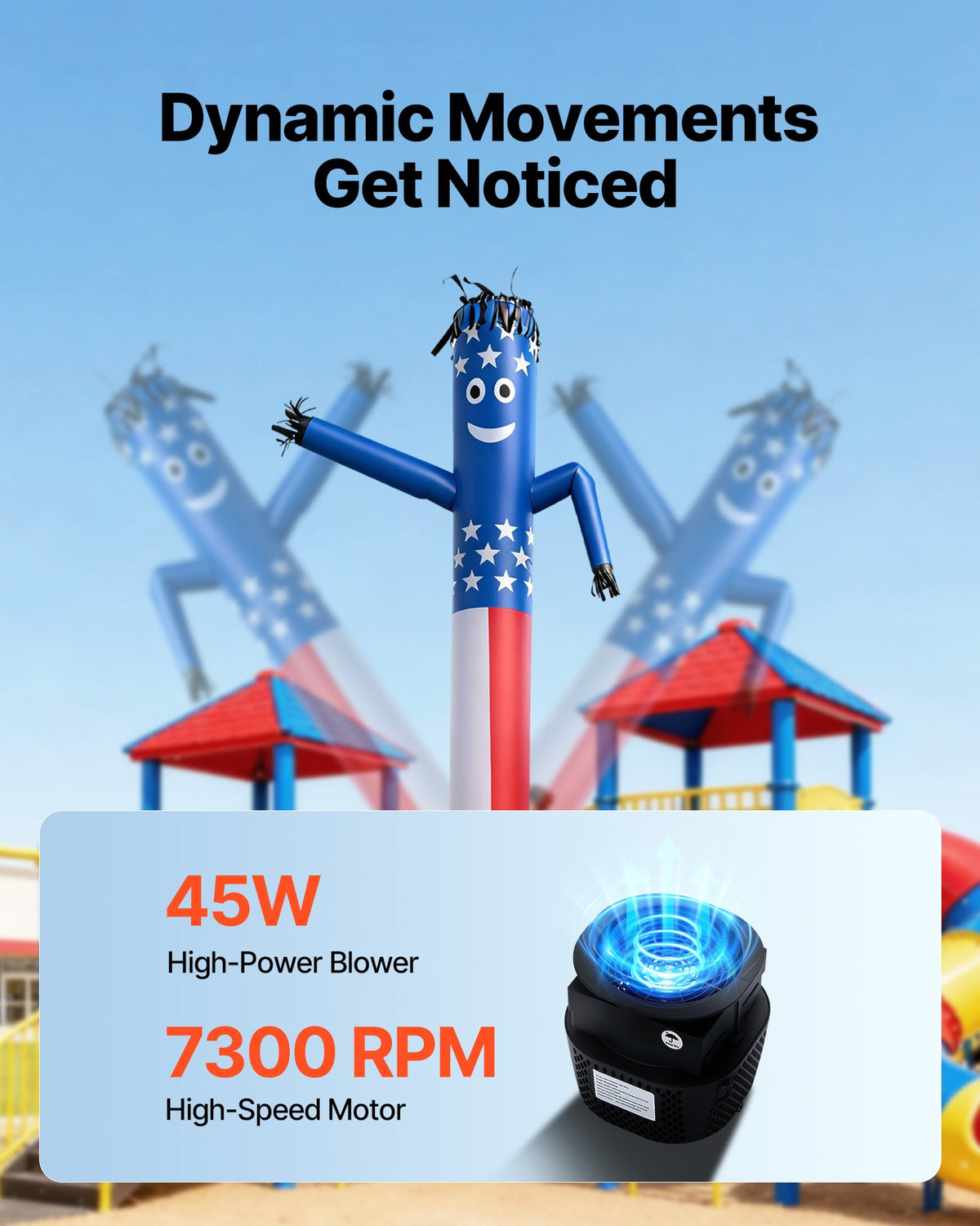 VEVOR Inflatable Tube Man with Blower, 8 ft Tall, Wacky Waving Wind Flying Inflatable Dancing Tube Guy with 1/15 HP IPX3 Waterproof Blower Fan, for Outdoor Advertising Business Store Party Decoration - CQGR8FTHS250RDE7N001V1 - view 4