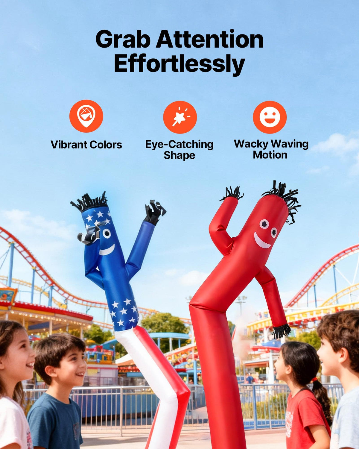VEVOR Inflatable Tube Man with Blower, 8 ft Tall, Wacky Waving Wind Flying Inflatable Dancing Tube Guy with 1/15 HP IPX3 Waterproof Blower Fan, for Outdoor Advertising Business Store Party Decoration - CQGR8FTHS250RDE7N001V1 - view 5