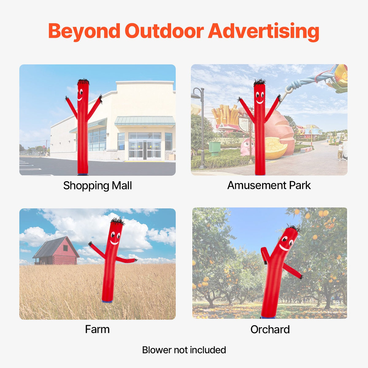VEVOR Inflatable Tube Man Attachment, 20-Feet Tall, Wacky Wavy Wind Flying Dancing Tube Guy, Arm Flailing Sky Air Puppet, 18'' for Outdoor Advertising Business Store (Blower Not Included) - CQGRBT20FTHSGV34WV0 - view 5