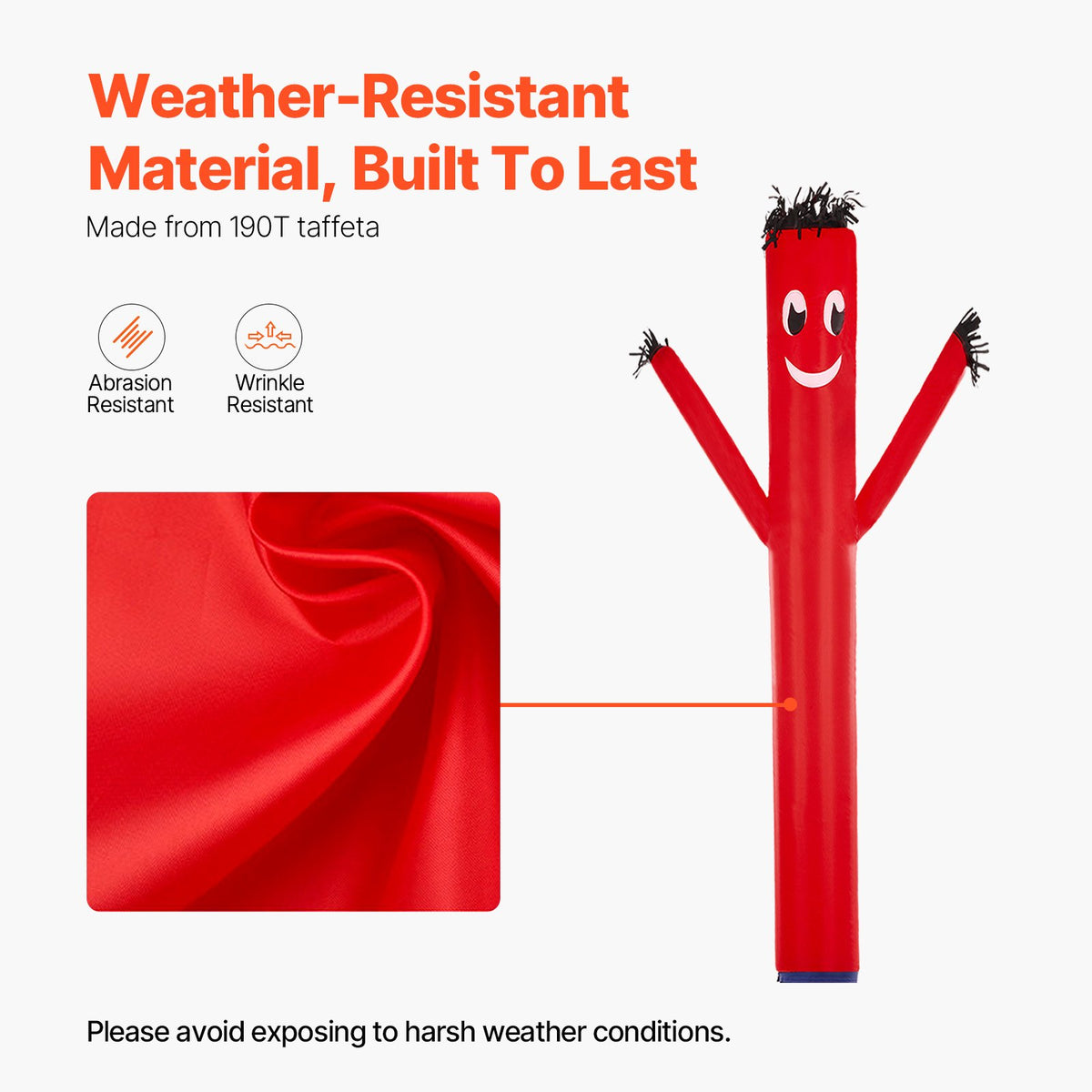 VEVOR Inflatable Tube Man Attachment, 20-Feet Tall, Wacky Wavy Wind Flying Dancing Tube Guy, Arm Flailing Sky Air Puppet, 18'' for Outdoor Advertising Business Store (Blower Not Included) - CQGRBT20FTHSGV34WV0 - view 6
