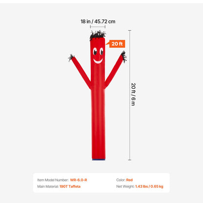 VEVOR Inflatable Tube Man Attachment, 20-Feet Tall, Wacky Wavy Wind Flying Dancing Tube Guy, Arm Flailing Sky Air Puppet, 18'' for Outdoor Advertising Business Store (Blower Not Included) - CQGRBT20FTHSGV34WV0 - view 8