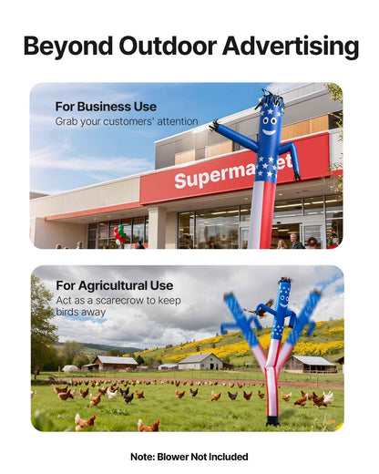 VEVOR Inflatable Tube Man, 20-Feet Tall, Wacky Waving Dancing Tube Guy, Wind Flying Arm Flailing Air Puppet, 18-Inch for Outdoor Advertising, Business Store, Increase Visibility (Blower Not Included) - CQGRBT20FTXTXTFUK001V0 - view 7