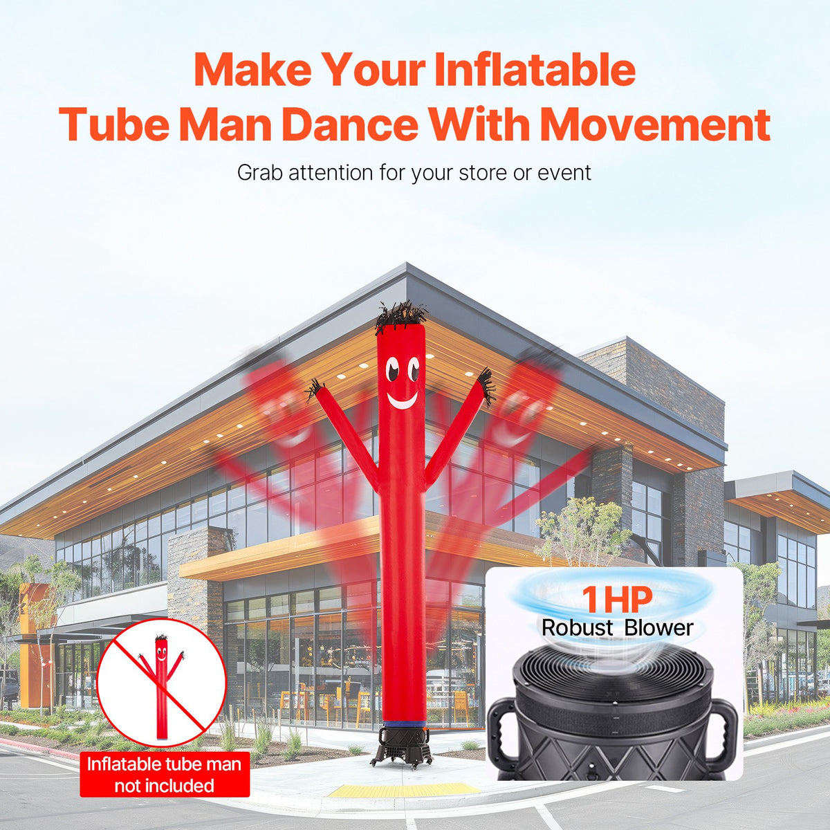 VEVOR Inflatable Tube Man Blower, 1 HP, Blower Fan for Wacky Waving Inflatable Tube Guy, PP Shell, IPX3 Waterproof, Fits 18" Diameter Outdoor Inflatable Wind Flying Tube Man(No Inflatable) - CQGRGFJ750W1Y8CVUV1 - view 3