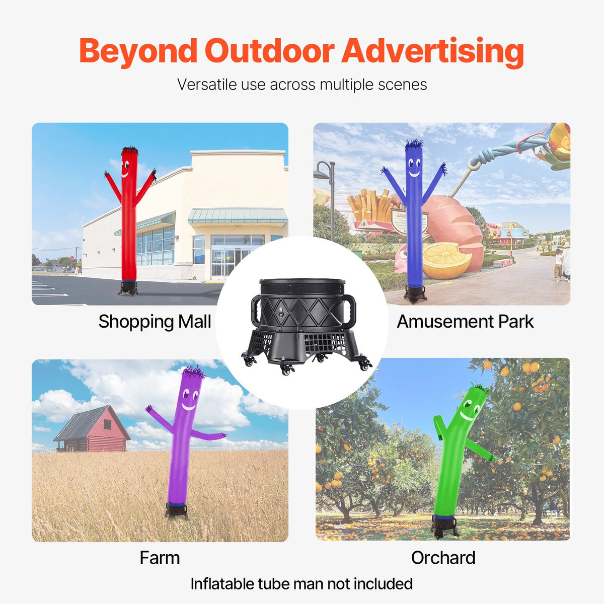 VEVOR Inflatable Tube Man Blower, 1 HP, Blower Fan for Wacky Waving Inflatable Tube Guy, PP Shell, IPX3 Waterproof, Fits 18" Diameter Outdoor Inflatable Wind Flying Tube Man(No Inflatable) - CQGRGFJ750W1Y8CVUV1 - view 5