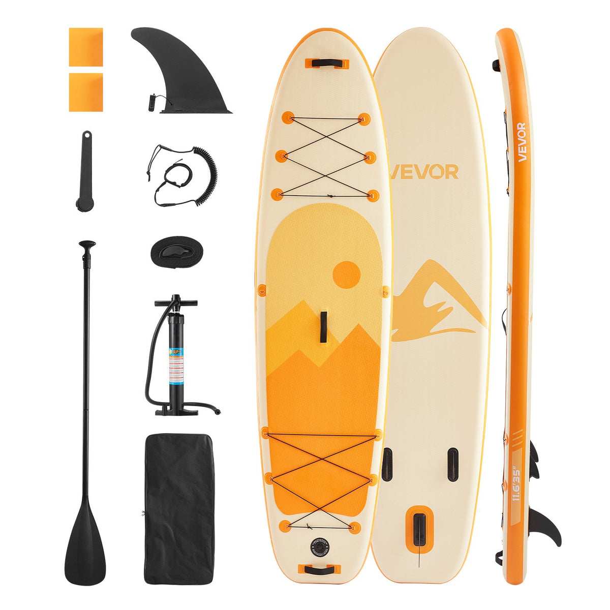 VEVOR Inflatable Stand Up Paddle Board, 11.6' x 35" x 6" Wide Ultra-Light SUP Paddleboard, All Accessories Included, Pump, Paddle, Fin, Backpack, Ankle Leash, Strap, Non-slip Deck for Youth & Adults - CQJBPTK116FTSGCXH001V0 - view 1