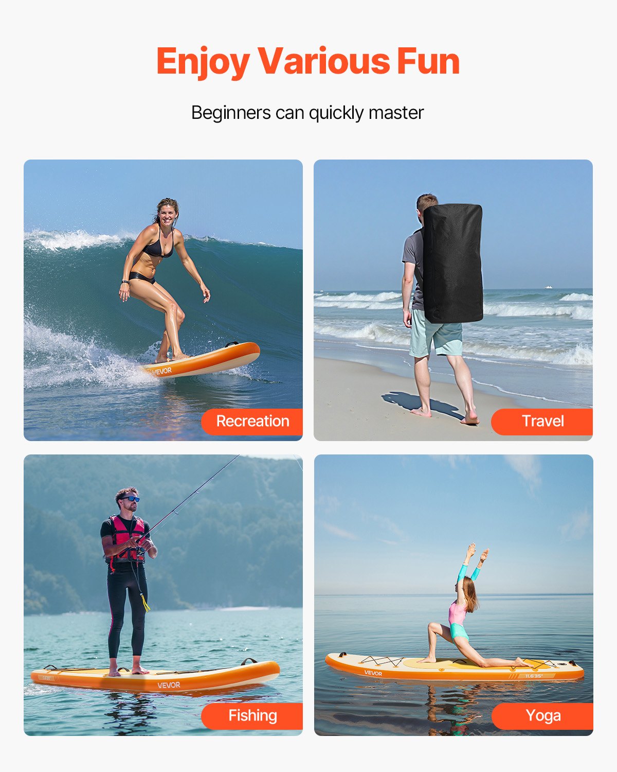 VEVOR Inflatable Stand Up Paddle Board, 11.6' x 35" x 6" Wide Ultra-Light SUP Paddleboard, All Accessories Included, Pump, Paddle, Fin, Backpack, Ankle Leash, Strap, Non-slip Deck for Youth & Adults - CQJBPTK116FTSGCXH001V0 - view 7