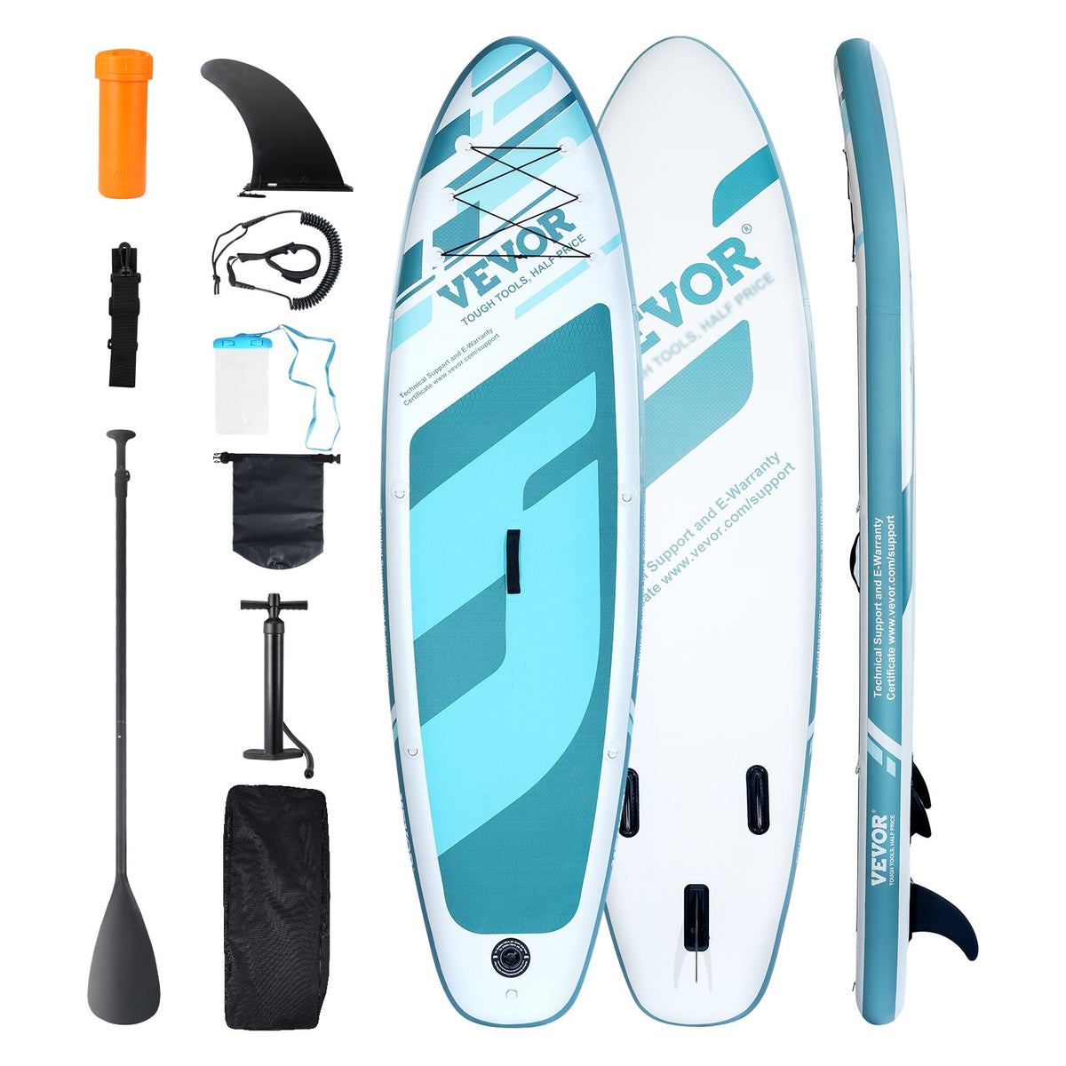 VEVOR Inflatable Stand Up Paddle Board, 10' x 33" x 6" Wide SUP Paddleboard, with Board Accessories, Pump, Paddle, Fin, Phone Bag, Backpack, Ankle Leash, Repair Kit, Non-slip Deck for Youth & Adults - CQJBPTKPTKBLR6D1UV0 - view 1