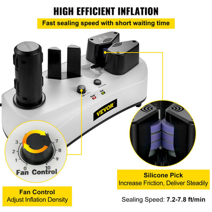 VEVOR Air Cushion Machine, Sealing Speed 7.2-7.8 ft/min Air Pillow Machine, 110V Air Pillow Packaging Machine, Portable Air Cushion Wrap Machine for Inflatable Packaging+164 ft/50 m Test Film Roll - CQJBSMCMINIYEW4TCV1 - view 4
