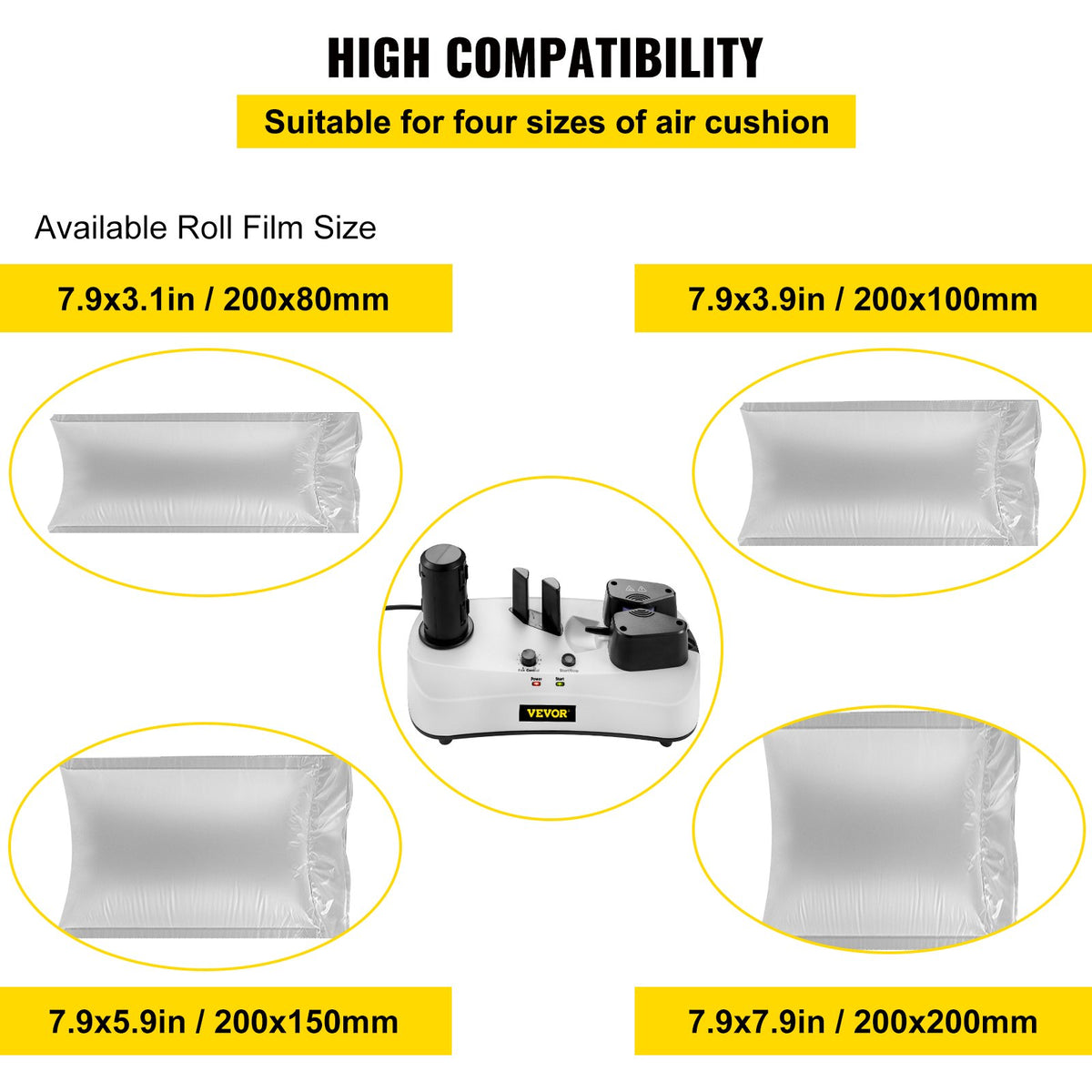 VEVOR Air Cushion Machine, Sealing Speed 7.2-7.8 ft/min Air Pillow Machine, 110V Air Pillow Packaging Machine, Portable Air Cushion Wrap Machine for Inflatable Packaging+164 ft/50 m Test Film Roll - CQJBSMCMINIYEW4TCV1 - view 5