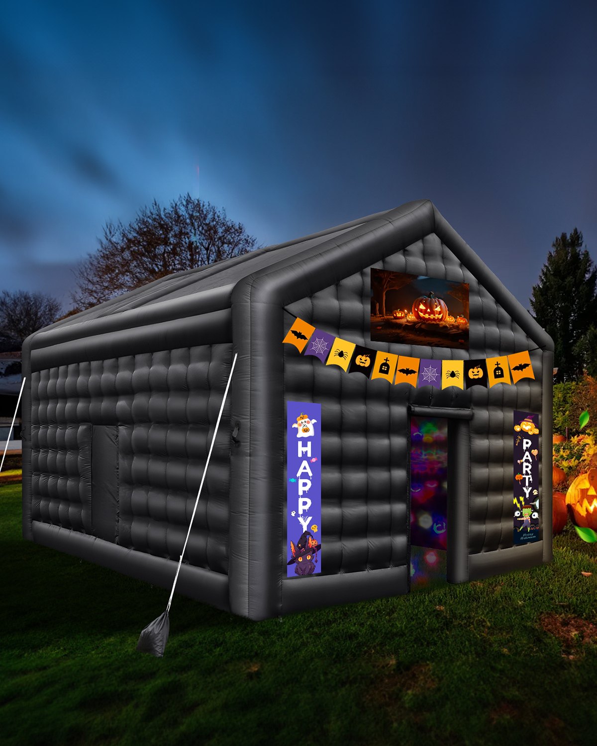 VEVOR Inflatable Nightclub, 17.7 x 16.4 x 13.9 Ft, Blow up Party Tent with Disco Lights & 680W Blower, Large Inflatable Night Club Tent for Adults, Inflatable House Air Cube for Wedding Birthday Black - CQJLB54542MHFI3VWV1 - view 9
