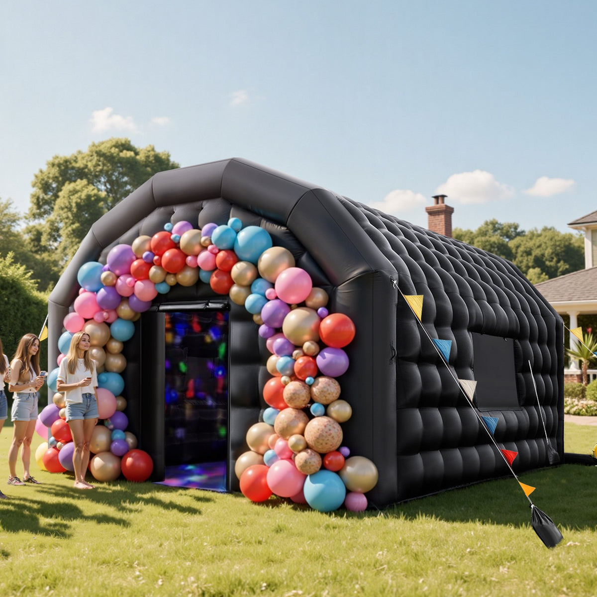 VEVOR Inflatable Nightclub, 17.72 x 16.4 x 13.9 ft Inflatable Party Tent with 680W Blower & Sandbag, Ventilated Blow up Night Club with 2 Windows, Air Cube House for Event Birthday Wedding Party - CQJLB54542MHZ7YQH001V1 - view 9