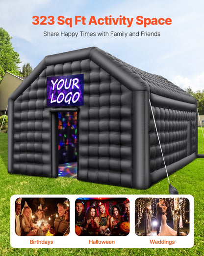 VEVOR Inflatable Nightclub, 19.7 x 16.4 x 12 Ft, Blow up Party Tent with Disco Lights & 680W Blower, Large Inflatable Night Club Tent for Adults, Inflatable House Air Cube for Wedding Birthday Black - CQJLB65366MH27IOOV1 - view 3