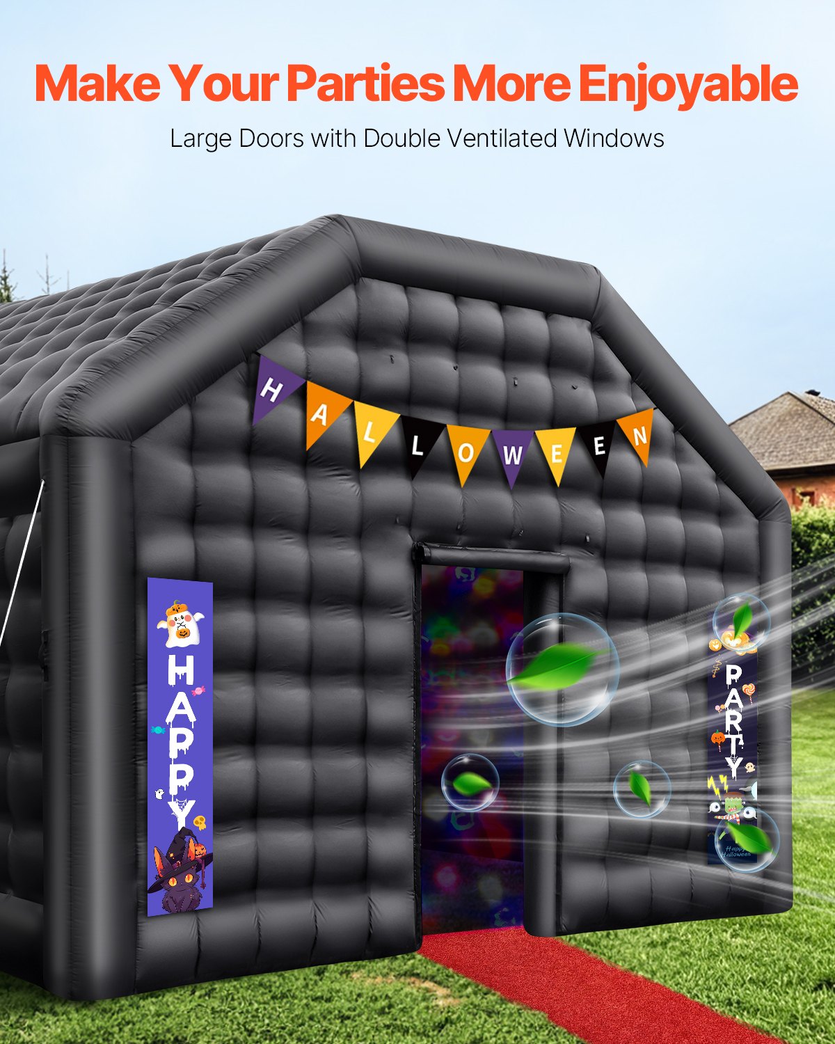 VEVOR Inflatable Nightclub, 19.7 x 16.4 x 12 Ft, Blow up Party Tent with Disco Lights & 680W Blower, Large Inflatable Night Club Tent for Adults, Inflatable House Air Cube for Wedding Birthday Black - CQJLB65366MH27IOOV1 - view 6