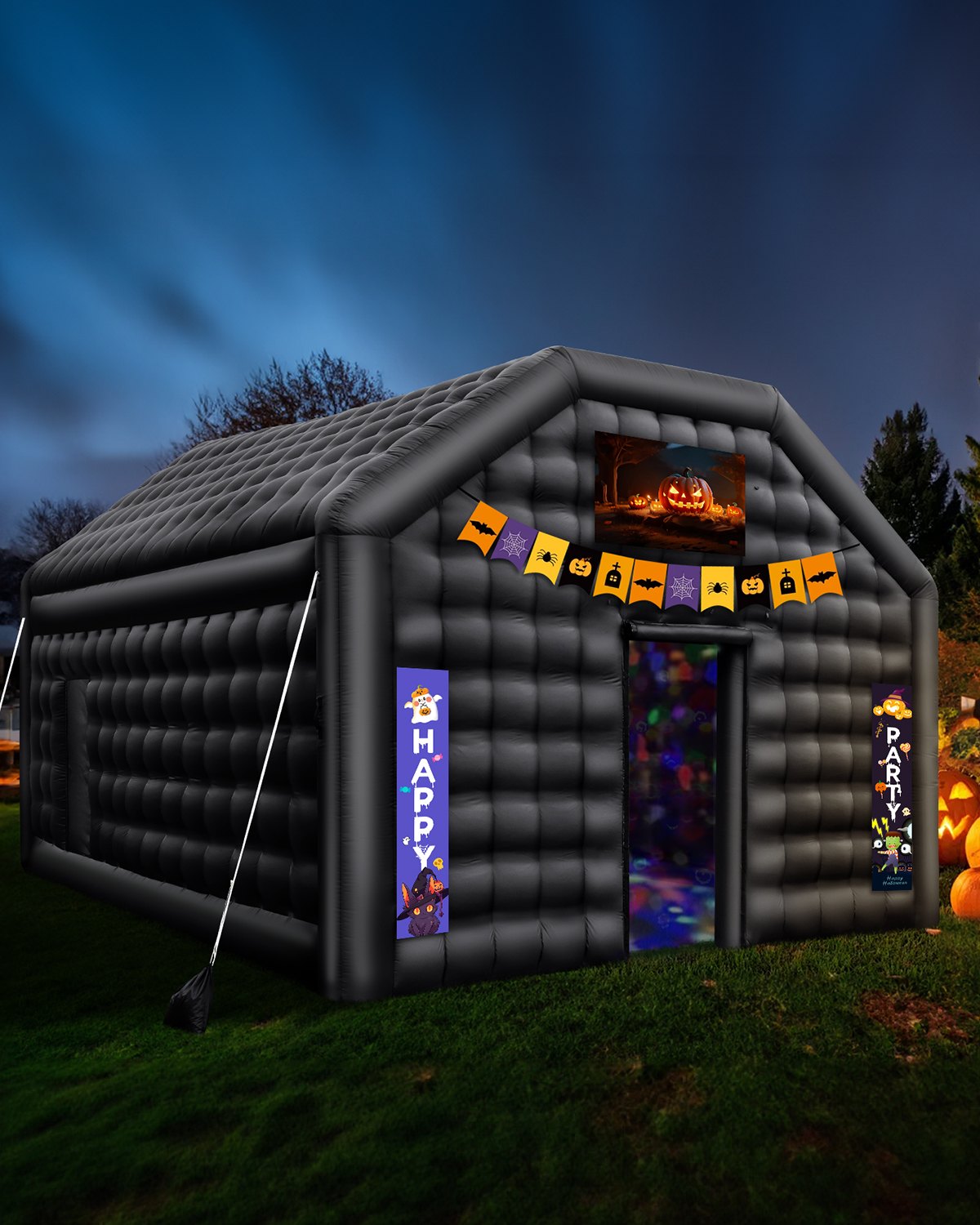 VEVOR Inflatable Nightclub, 19.7 x 16.4 x 12 Ft, Blow up Party Tent with Disco Lights & 680W Blower, Large Inflatable Night Club Tent for Adults, Inflatable House Air Cube for Wedding Birthday Black - CQJLB65366MH27IOOV1 - view 9