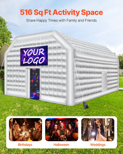 VEVOR Inflatable Nightclub, 26.2 x 19.7 x 13.1 Ft, Blow up Party Tent with 1100W Blower, Large Inflatable Night Club Tent for Adults, Easy Setup Inflatable House Air Cube for Wedding Birthday White - CQJLB864MBS0VLD1XV1 - view 3