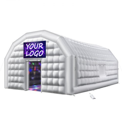 VEVOR Inflatable Nightclub, 26.2 x 19.7 x 13.1 ft Inflatable Party Tent with 1100W Blower & Sandbag, Blow up Night Club with 2 Windows, Air Cube House for Event Birthday Wedding Party, White - CQJLB864MBSGIH23Q001V1 - view 2