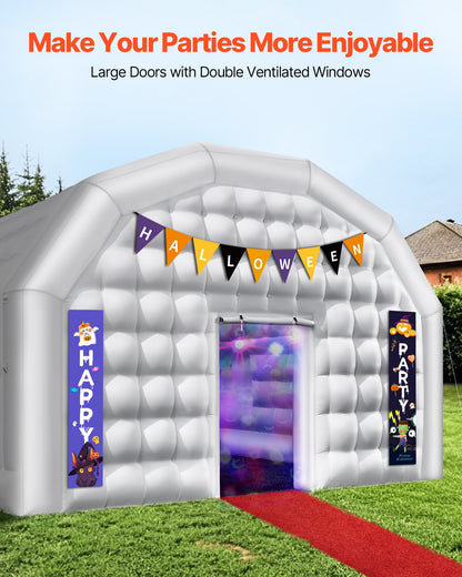VEVOR Inflatable Nightclub, 26.2 x 19.7 x 13.1 ft Inflatable Party Tent with 1100W Blower & Sandbag, Blow up Night Club with 2 Windows, Air Cube House for Event Birthday Wedding Party, White - CQJLB864MBSGIH23Q001V1 - view 5