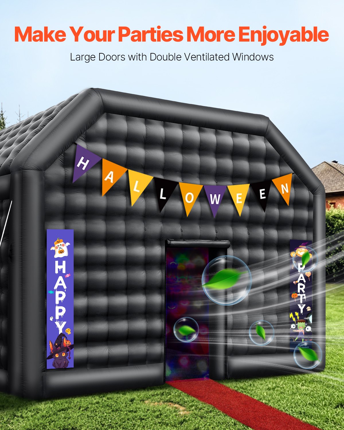 VEVOR Inflatable Nightclub, 26.2 x 19.7 x 13.1 Ft, Blow up Party Tent with Disco Lights & 1100W Blower, Large Inflatable Night Club Tent for Adults, Inflatable House Cube for Wedding Birthday Black - CQJLB864MHS04OEYGV1 - view 6