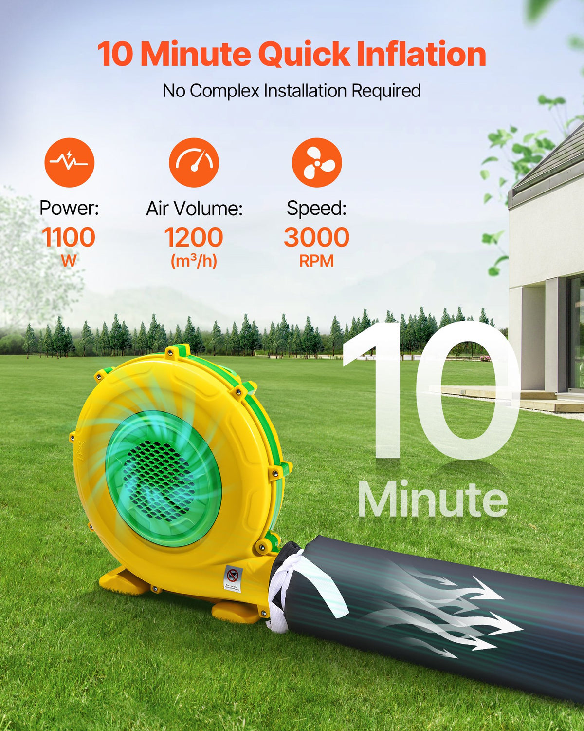 VEVOR Inflatable Nightclub, 26.2 x 19.7 x 13.1 ft Inflatable Party Tent with 1100W Blower & Sandbag, Ventilated Blow up Night Club with 2 Windows, Air Cube House for Event Birthday Wedding Party - CQJLB864MHSG09ONJ001V1 - view 4