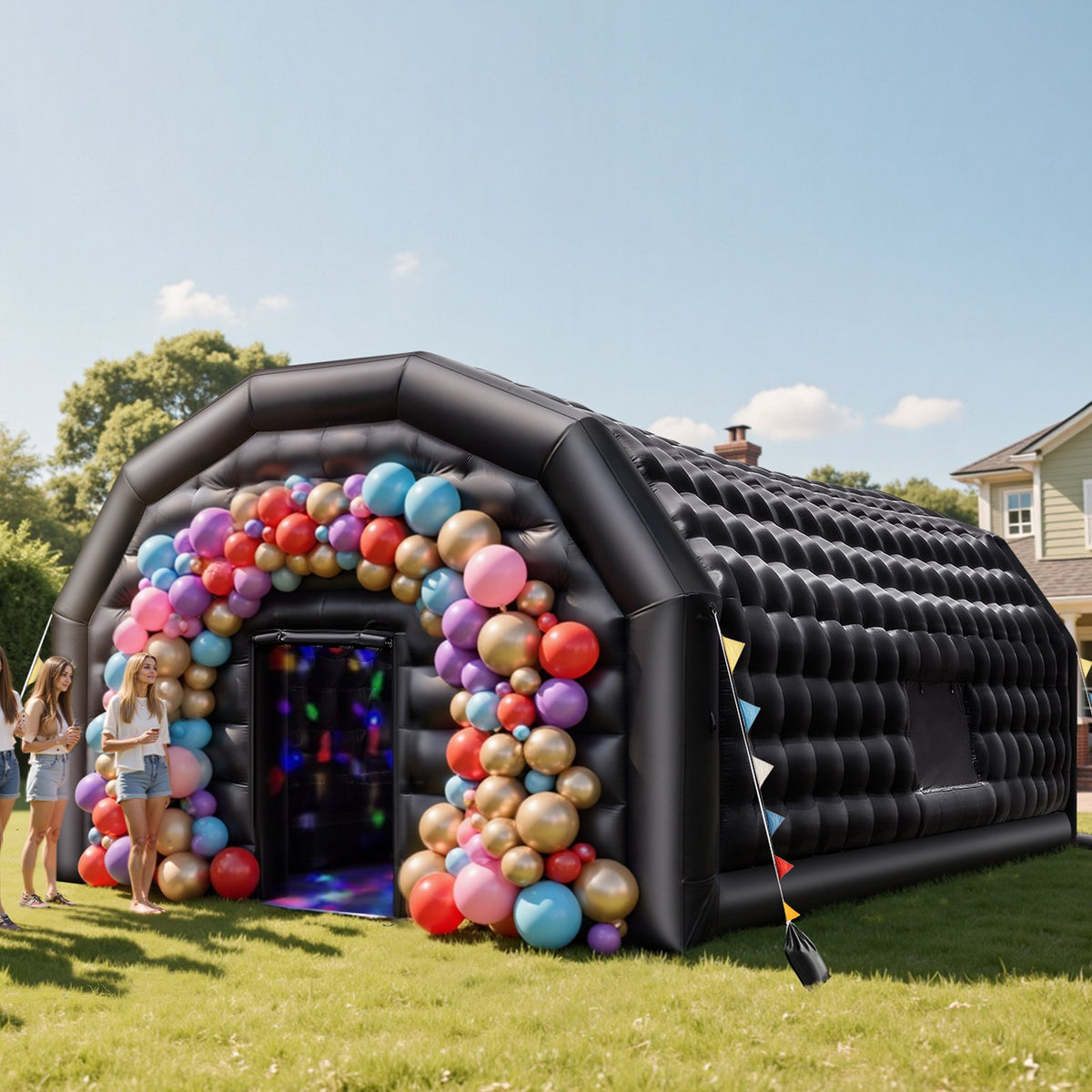 VEVOR Inflatable Nightclub, 26.2 x 19.7 x 13.1 ft Inflatable Party Tent with 1100W Blower & Sandbag, Ventilated Blow up Night Club with 2 Windows, Air Cube House for Event Birthday Wedding Party - CQJLB864MHSG09ONJ001V1 - view 9