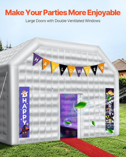 VEVOR Inflatable Nightclub, 29.5 x 19.7 x 13.1 Ft, Blow up Party Tent with 1100W Blower, Large Inflatable Night Club Tent for Adults, Easy Setup Inflatable House Air Cube for Wedding Birthday White - CQJLB964MBS0JV7TDV1 - view 5
