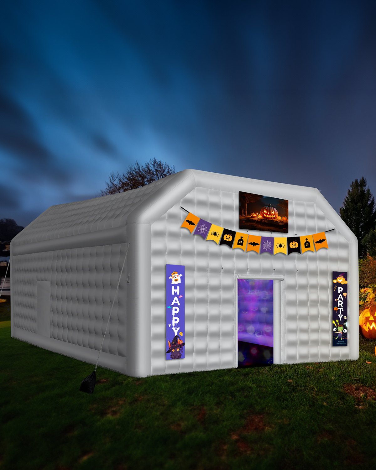 VEVOR Inflatable Nightclub, 29.5 x 19.7 x 13.1 Ft, Blow up Party Tent with 1100W Blower, Large Inflatable Night Club Tent for Adults, Easy Setup Inflatable House Air Cube for Wedding Birthday White - CQJLB964MBS0JV7TDV1 - view 9