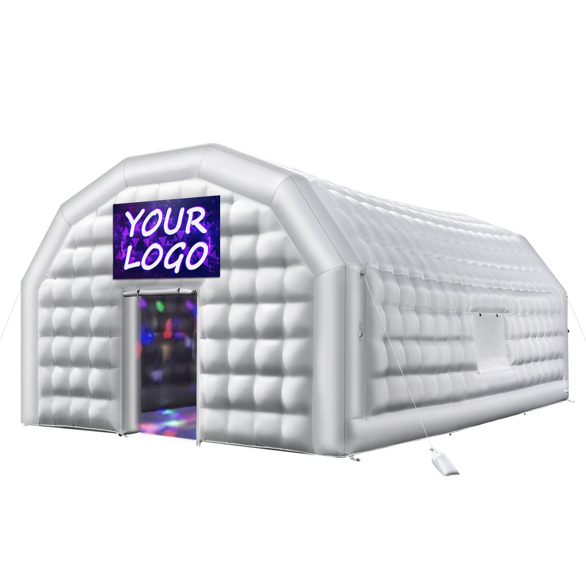 VEVOR Inflatable Nightclub, 29.5 x 19.7 x 13.1 ft Inflatable Party Tent with 1100W Blower & Sandbag, Blow up Night Club with 2 Windows, Air Cube House for Event Birthday Wedding Party, White - CQJLB964MBSGG4YOB001V1 - view 1