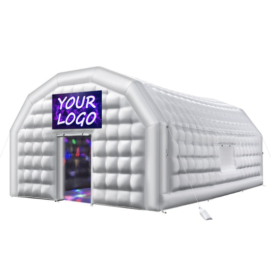 VEVOR Inflatable Nightclub, 29.5 x 19.7 x 13.1 ft Inflatable Party Tent with 1100W Blower & Sandbag, Blow up Night Club with 2 Windows, Air Cube House for Event Birthday Wedding Party, White - CQJLB964MBSGG4YOB001V1 - view 1