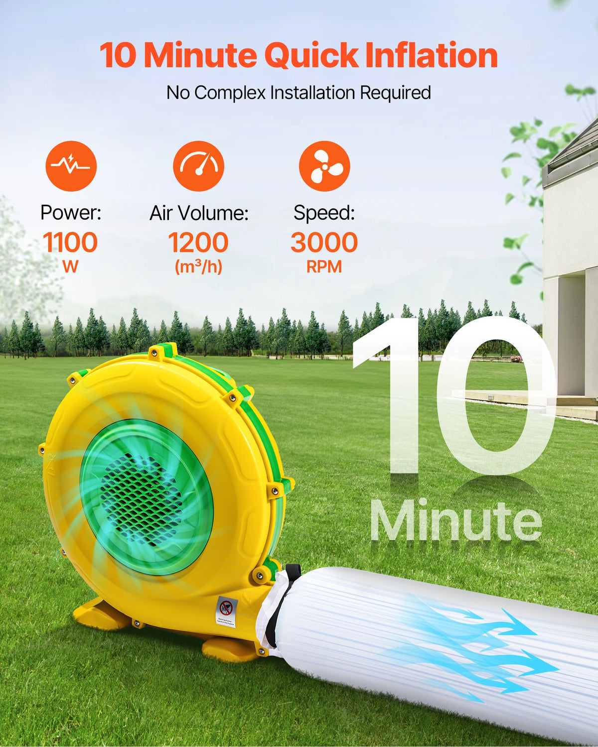 VEVOR Inflatable Nightclub, 29.5 x 19.7 x 13.1 ft Inflatable Party Tent with 1100W Blower & Sandbag, Blow up Night Club with 2 Windows, Air Cube House for Event Birthday Wedding Party, White - CQJLB964MBSGG4YOB001V1 - view 4