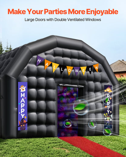 VEVOR Inflatable Nightclub, 29.5 x 19.7 x 13.1 ft Inflatable Party Tent with 1100W Blower & Sandbag, Ventilated Blow up Night Club with 2 Windows, Air Cube House for Event Birthday Wedding Party - CQJLB964MHSGL0GAR001V1 - view 5