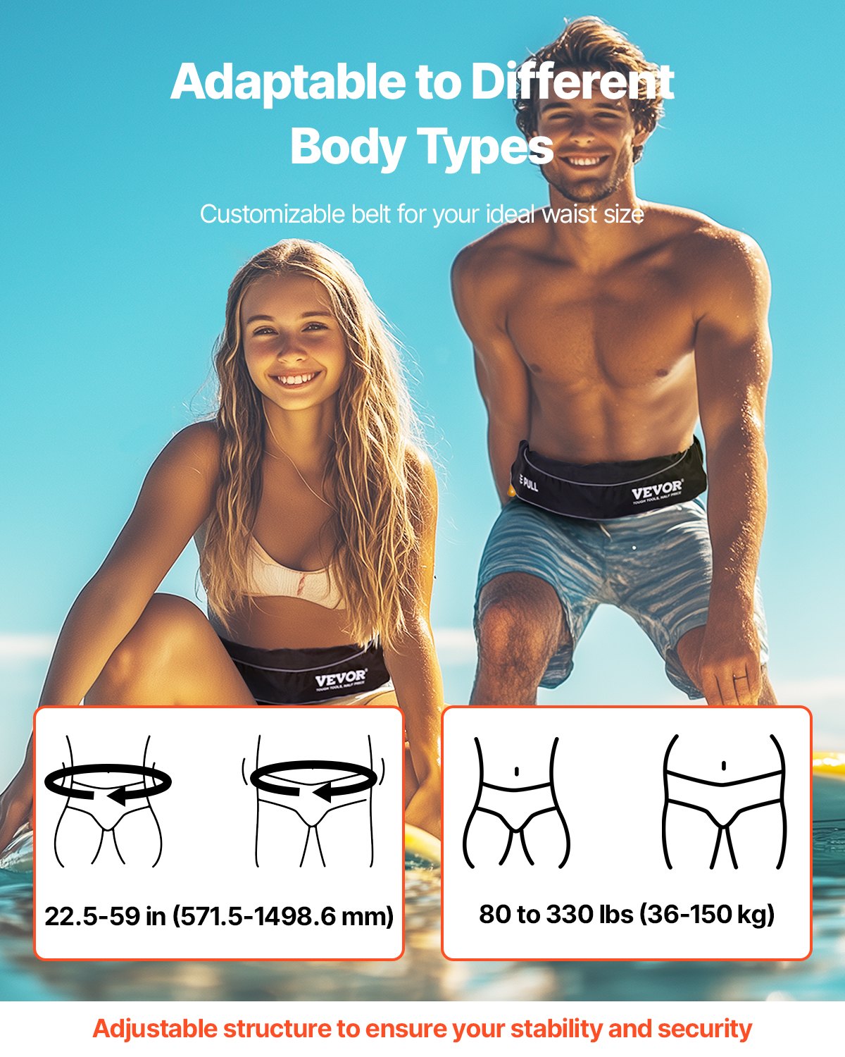 VEVOR Manual Inflatable Belt Pack for Adults, 105N Buoyancy, Over 80 Pounds and Up to 59 in Waist Adjustable, Inflatable PFD Waist for SUP Paddelboarding, Kayaking, Black (CO2 Cylinder Not Included) - CQJSYBHWDCQY5PRD7V0 - view 6