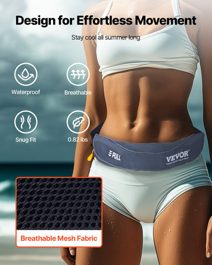 VEVOR Manual Inflatable Belt Pack for Adults, 105N Buoyancy, Over 80 Pounds and Up to 59 in Waist Adjustable, Inflatable PFD Waist for SUP Paddelboarding, Kayaking, Gray (CO2 Cylinder Not Included) - CQJSYBHWDCQYASYD8V0 - view 4