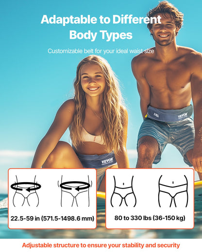 VEVOR Manual Inflatable Belt Pack for Adults, 105N Buoyancy, Over 80 Pounds and Up to 59 in Waist Adjustable, Inflatable PFD Waist for SUP Paddelboarding, Kayaking, Gray (CO2 Cylinder Not Included) - CQJSYBHWDCQYASYD8V0 - view 6