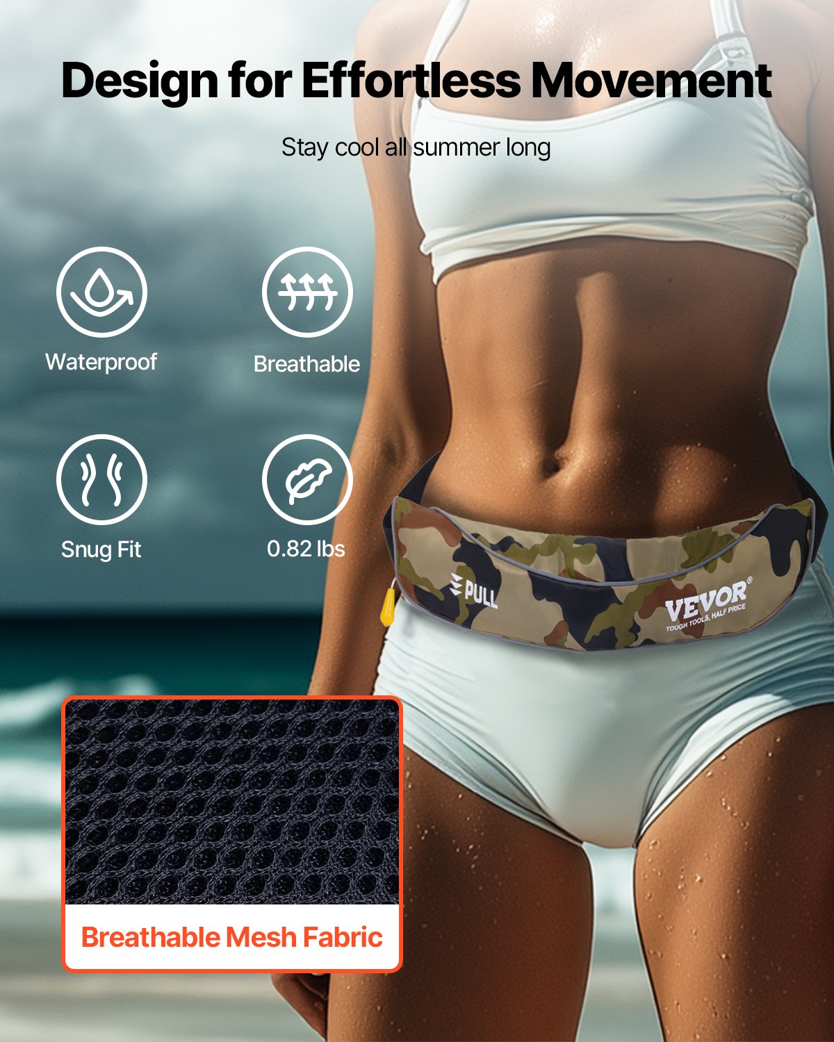 VEVOR Manual Inflatable Belt Pack for Adults, 105N Buoyancy, Over 80 Pounds and Up to 59 in Waist Adjustable, Inflatable PFD Waist for SUP Paddelboarding, Kayaking, Green (CO2 Cylinder Not Included) - CQJSYBHWDCQYJ7VMAV0 - view 4