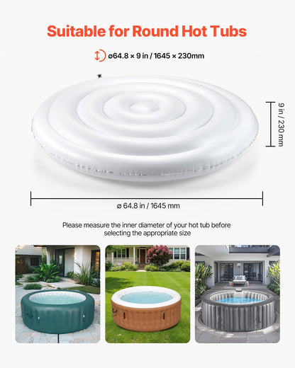 VEVOR Inflatable Hot Tub Cover, 5.4 Ft Round Hot Tub Cover Protector, Insulated Spa Covers for Inflatable Hottub, Weatherproof and Waterproof Energy Saving Lid for Outdoor Use, White - CQKRSYGGYXL68WLXJ001V0 - view 3