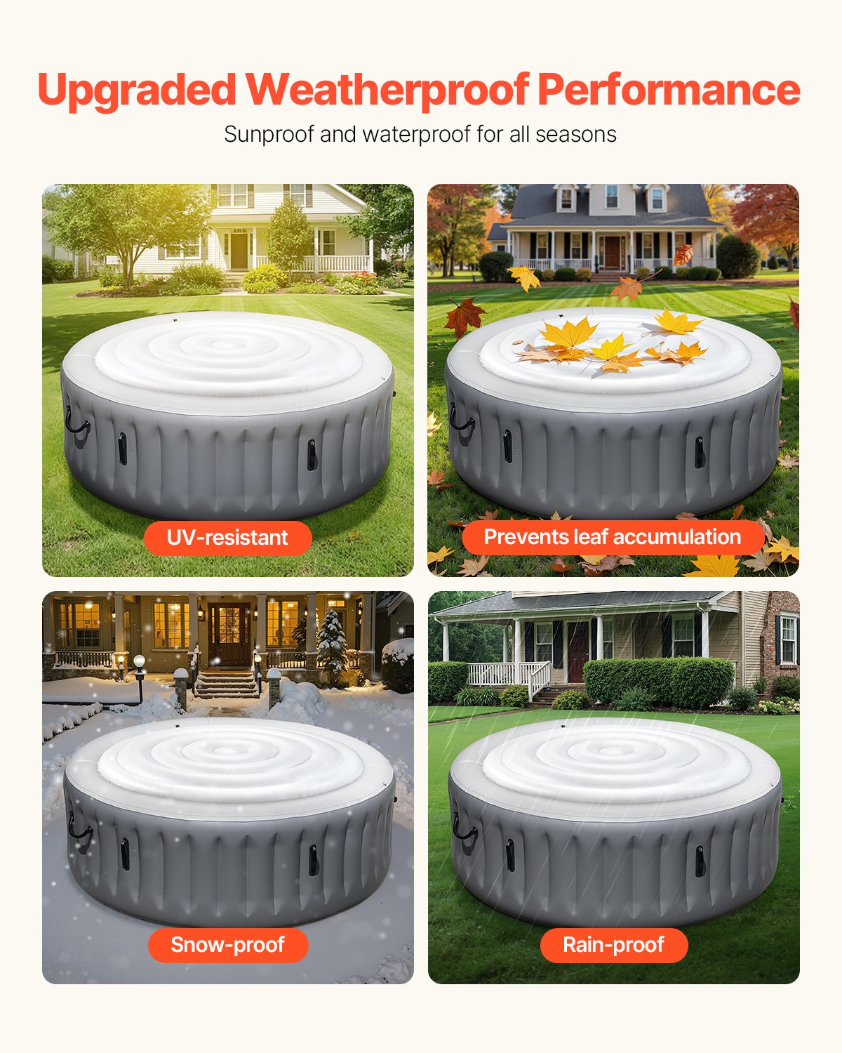 VEVOR Inflatable Hot Tub Cover, 5.4 Ft Round Hot Tub Cover Protector, Insulated Spa Covers for Inflatable Hottub, Weatherproof and Waterproof Energy Saving Lid for Outdoor Use, White - CQKRSYGGYXL68WLXJ001V0 - view 5