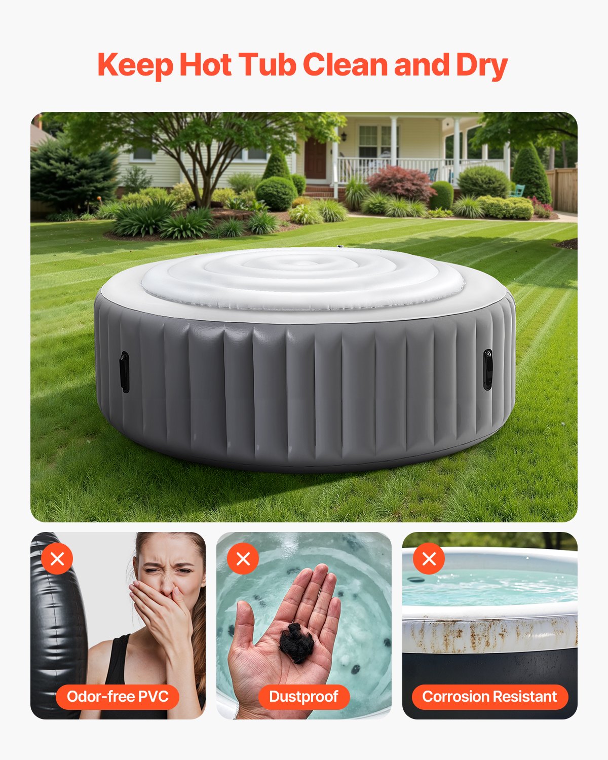 VEVOR Inflatable Hot Tub Cover, 5.4 Ft Round Hot Tub Cover Protector, Insulated Spa Covers for Inflatable Hottub, Weatherproof and Waterproof Energy Saving Lid for Outdoor Use, White - CQKRSYGGYXL68WLXJ001V0 - view 7